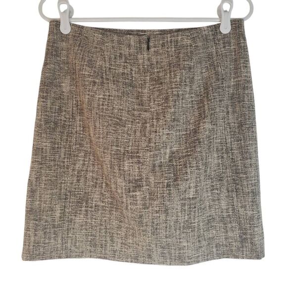 Ann Taylor LOFT Back Zip Flat Front Tweed Pencil Mini Skirt Taupe Brown Size 4 - Picture 2 of 11